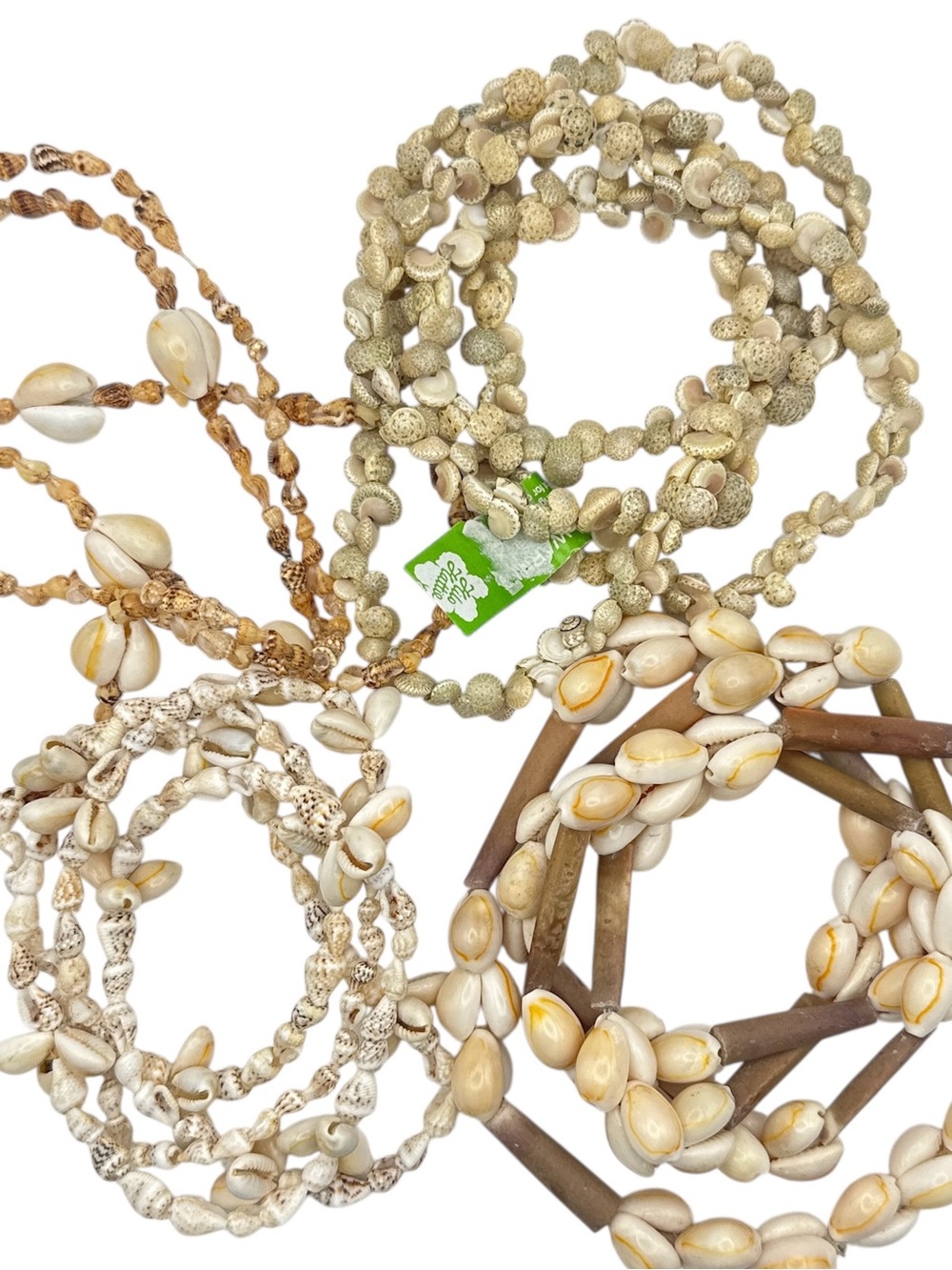 Lot of 4 Hawaiian Genuine Seashell Beaded Necklaces Cowrie Shell Boho Coastal